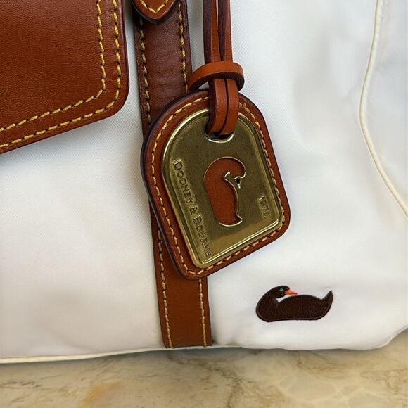 Dooney & Bourke Florentine Smith Bag Leather & White Nylon Vintage - Picture 8 of 16